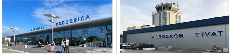 포드고리차공항(TGD, 수도공항), 티밧공항(TIV, 관광지공항). /사진=인천공항공사