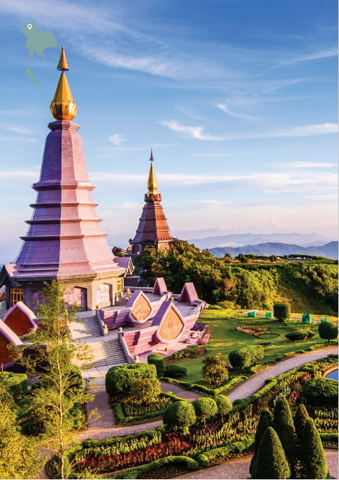  태국 북부 치앙마이 인타논 국립공원(Doi Inthanon National Park) 정상 부근에 세워진 쌍둥이 탑(Pagoda), 나파메탄미드(Naphamethinidon) & 나파폰피수리(Naphaphonphumisiri) 불탑. /사진=태국정부관광청